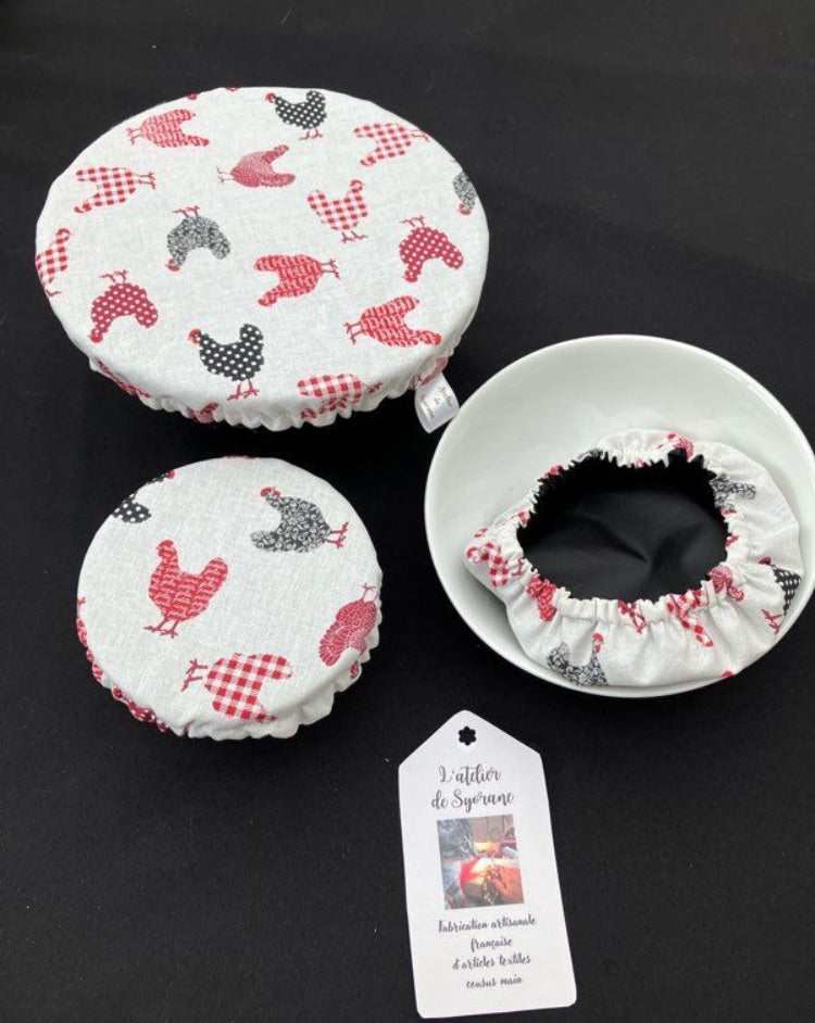 Lot de 3 charlottes de plats imperméables et lavables