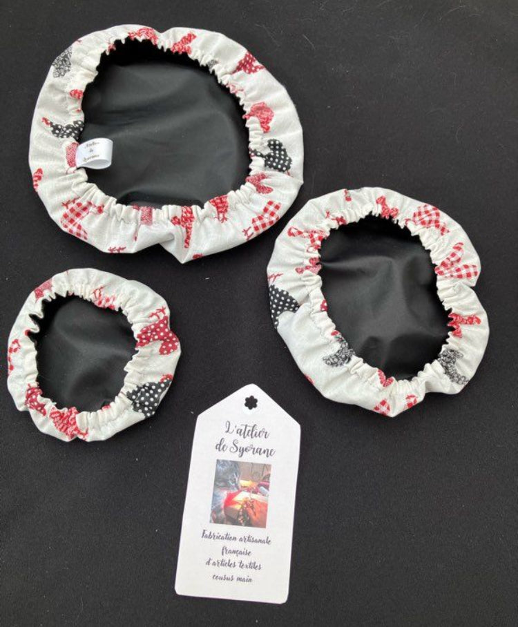 Lot de 3 charlottes de plats imperméables et lavables