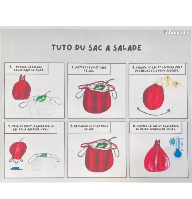 Sac à salade essoreur et conservateur jusqu'à 10 jours !